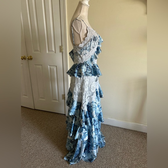 Anthropologie BHLDN Elora Sleeveless V-Neck Ruffle Lace Maxi Dress size 8 - Picture 6 of 11